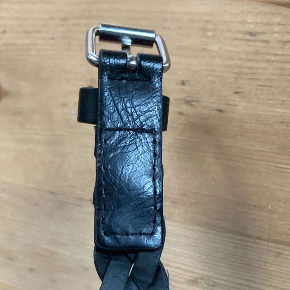 Black Braided Leather Belt Boys Small Length 27” EUC